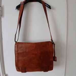 Frye Logan Leather Messenger Bag, Cognac, New With Tags